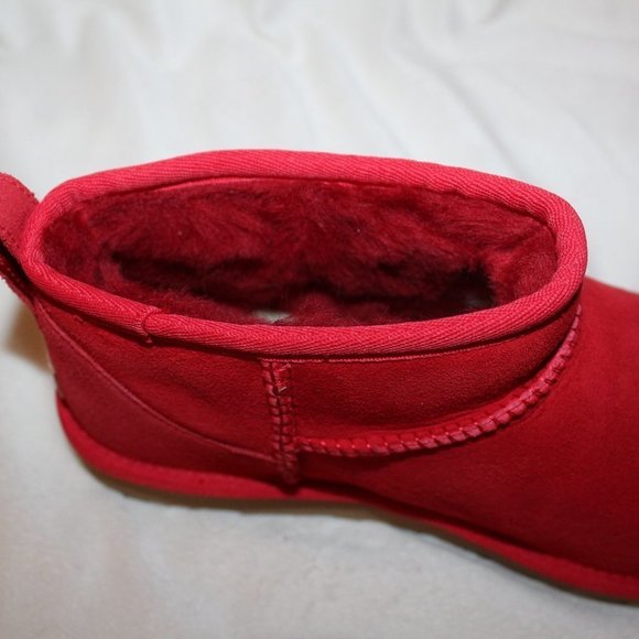 NIB UGG ULTRAMINI SUEDE SHEARLING LINED ANKLE BOOTS RED - Picture 7 of 7